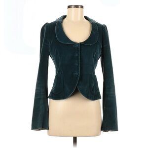Rebecca Taylor Cropped Blue Suede Blazer